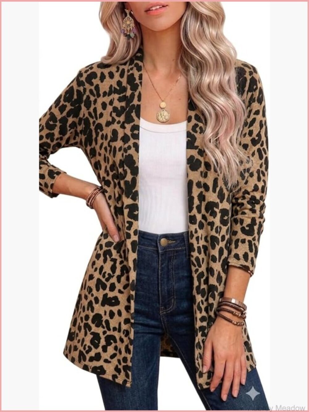 Classic Open Front Cardigan with Pockets Long Sleeve